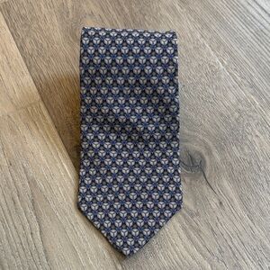 Geoffrey Beene Navy and Silver Geometric Tie